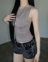 Hoody Shirring Sleeveless
