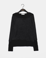 フィレットアウターナッピングストライプフリースレイヤード長袖Tシャツ