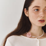 Detachable Rose Pearl Necklace (4colors)