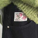 ミンティーローズパッチナッピングワイドデニムパンツ
