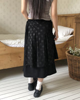 Kiko Dot Nylon Layered Pleated Midi Skirt