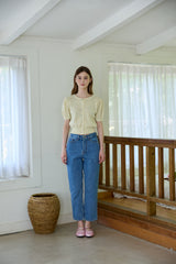 CHECK RIBBON DENIM PANTS