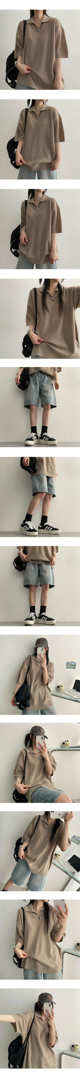 Hale Open Collar Short Sleeve Knitwear