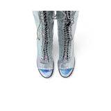 Hologram Thigh High Boots Heel(Silver)