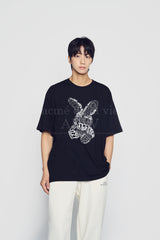 24FW レタリングラビットショートスリーブTシャツブラック