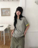 [unisex] ロベン カラーマッチング ロールアップ ショートスリーブ Tシャツ