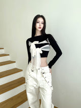 1101. シフォンリボンクロップT