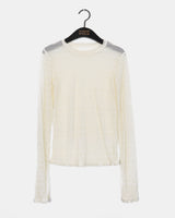 Dotten Pleats Shirring Sheer T-Shirt