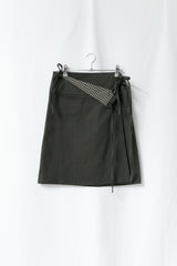 check wrap cotton midi skirt(2colors)