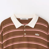 Stripe crop kara top Pink/brown