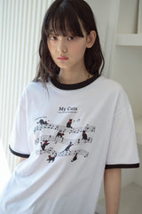 26SS★ Cats Music Ringer Short Sleeve Tee