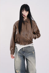 Northway washed leather collar jumper