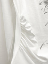 Ink Painting Flower One-Shoulder Off-Tee