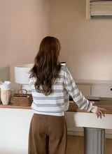 #DO Multi Border Half Button Collar Knit (2color)