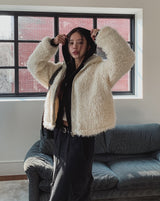 Light Boucle String Fur Jacket