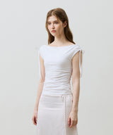 LILY OFF-SHOULDER SHIRRING TOP / WHITE