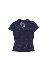 LACE SHIRRING SHIRT #NAVY&BLACK