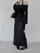 Drape Cowl Neck Halter Off-Shoulder