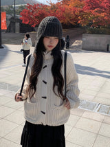 Rucker High Neck Duffle Button Knit Cardigan