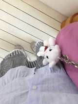 white cat carol keyring