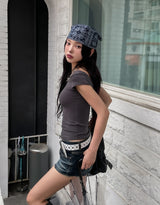 Vintage low rise wrinkle denim shorts
