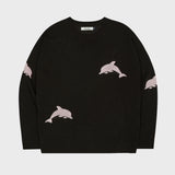 ドルフィンシースルークルーネックニット