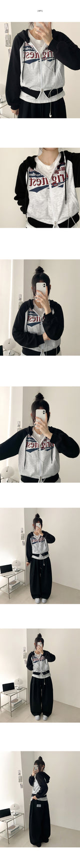 Bijou raglan two-way cropped hoodie