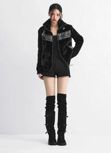 Fur-Trimmed Shearling + Deep Black Knit