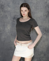 Metal Triclipse Leather Mix Mini Skirt White