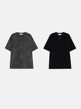 ソフトベロアヘンリーネック半袖Tシャツ