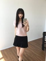 V-neck short-sleeved knitwear (3 colors)