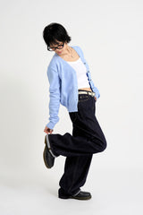 Non-fade slub low denim pants