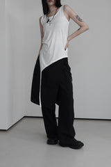 unbalanced layered tail sleeveless (4color)