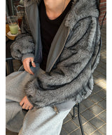 [Unisex] Fur 2way hood jumper(4color)