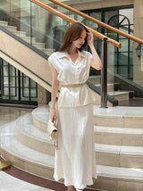 Roan Open Collar Cap Sleeve Blouse