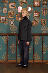 DYED ARGYLE LONG SLEEVE T SHIRT / CHARCOAL