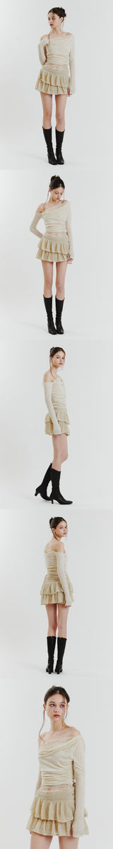 ANGELA KNIT SKIRT grey beige