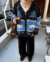 Winter wool knit zip-up