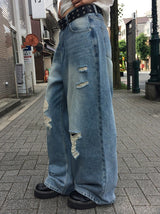 Formyu Damage Denim Washing Wide Pants
