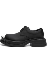 Black Leather Chunky Derby Shoes