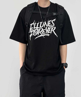 イリューネスレタリングオーバーサイズスプリットショートスリーブTシャツ