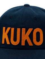 KUKO ロゴ6パネルキャップ_ネイビーオレンジ