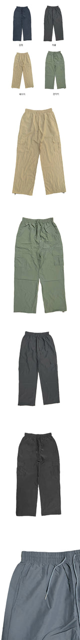[Unisex] ストリングワイドナイロンカーゴパンツ(4color)