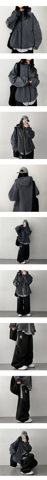 E-D two-way windbreaker hooded jumper