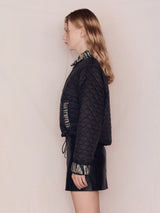 Stripe Patched Quilting Jacket (Black)