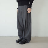 stripe curved wide slacks