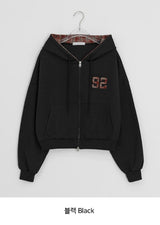 Ginpo Brushed Two-Way Check Color Matching Hood Zip-Up