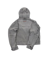 BBD ヴィンテージ クラッシュ フード デニム ジップアップ ジャケット (Vintage Gray)