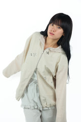 studs nylon knitzip hoodie(white)