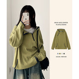 Noet Waffle Diagonal Zipper Warmer High Neck Hoodie